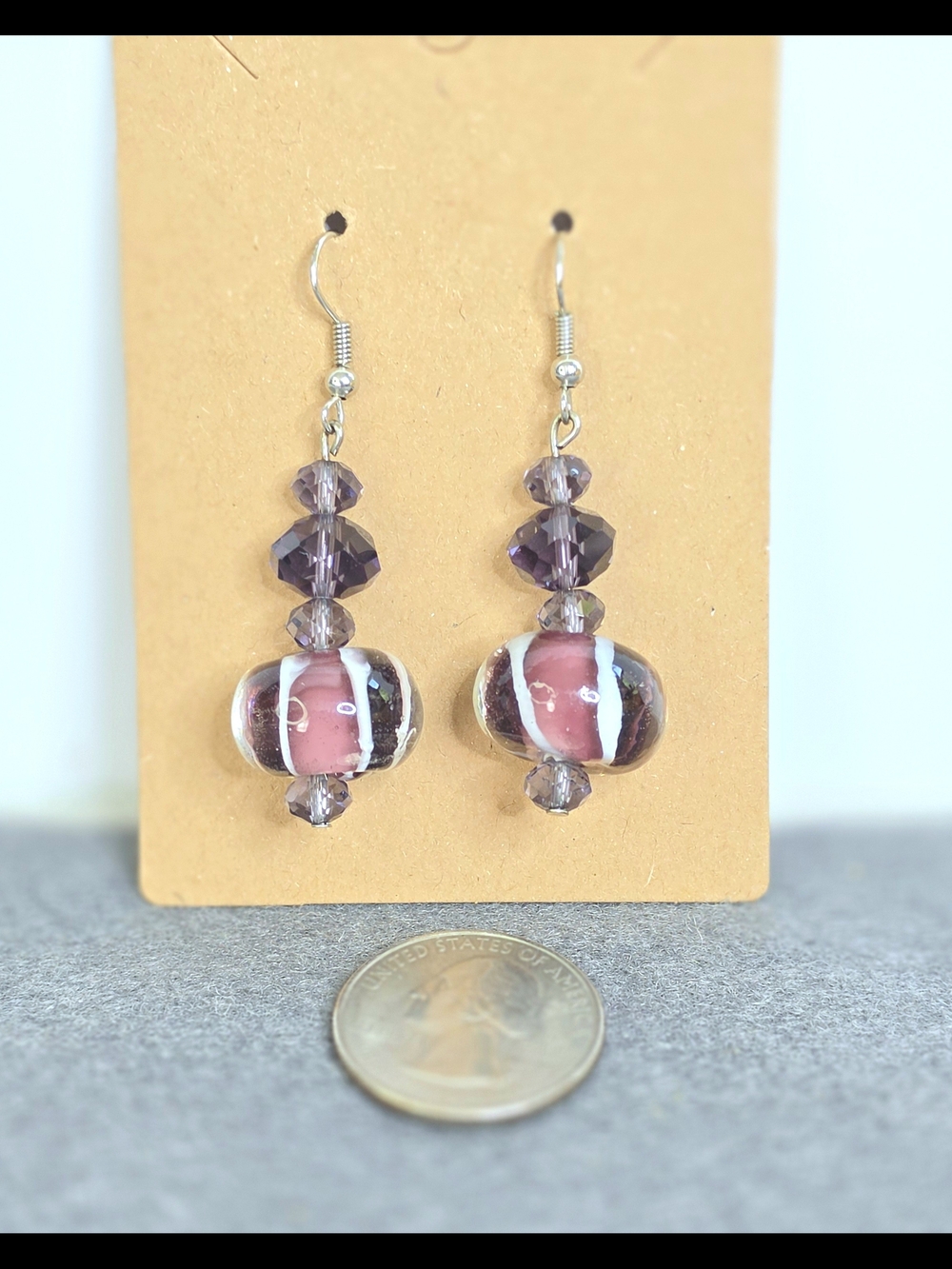 Glass Bead Drop Earrings - Picture 2 of 4